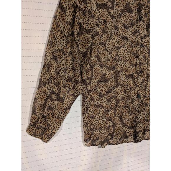 Vintage Burberrys Sheer Leopard Print Button-Up Shirt 100% Silk Womens Size 12 - Picture 4 of 14